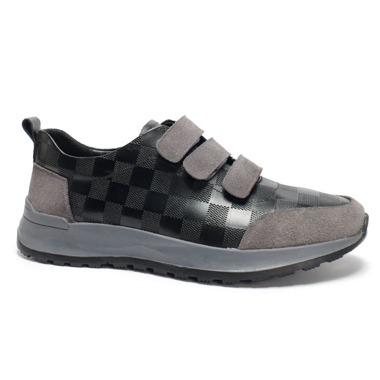 Urban Tri-Strap Checkered Sneakers — Versatile Comfort Walkers